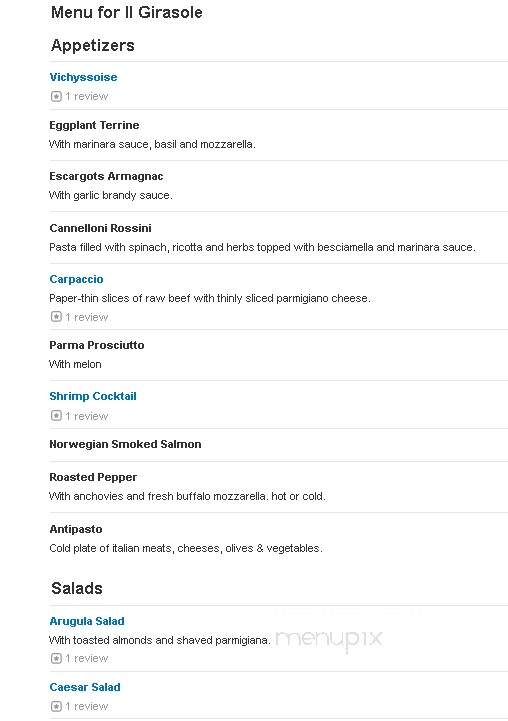 Il Girasole Restaurant - Delray Beach, FL menu_pic