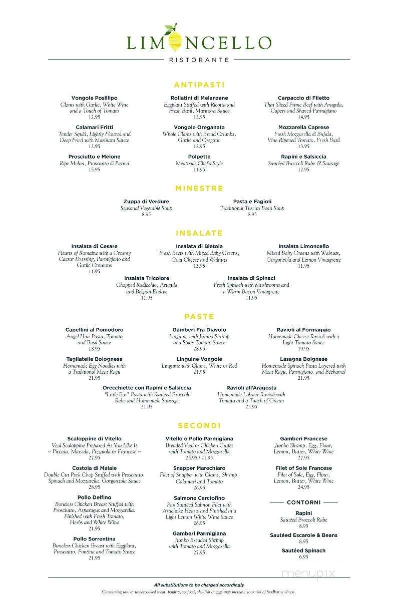 Limoncello Italian Grill - North Palm Beach, FL menu_pic