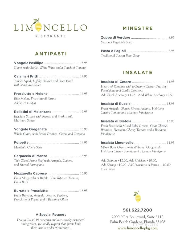 Limoncello Italian Grill - North Palm Beach, FL menu_pic