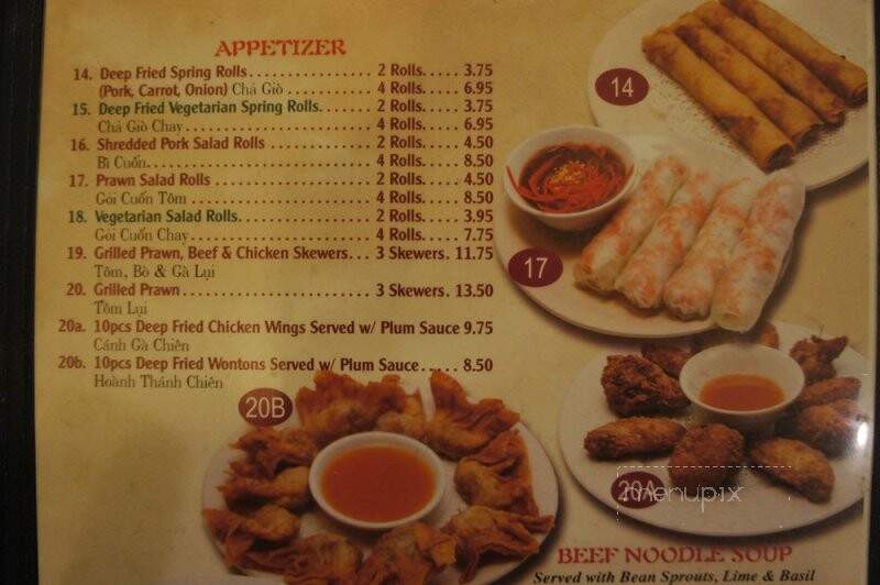 Sunshine Vietnamese Restaurant - Calgary, AB menu_pic