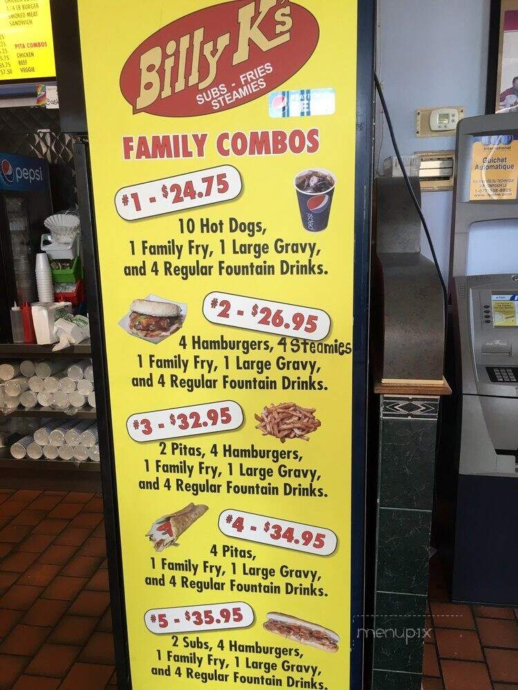 Billy K's Restaurant - Cornwall, ON menu_pic