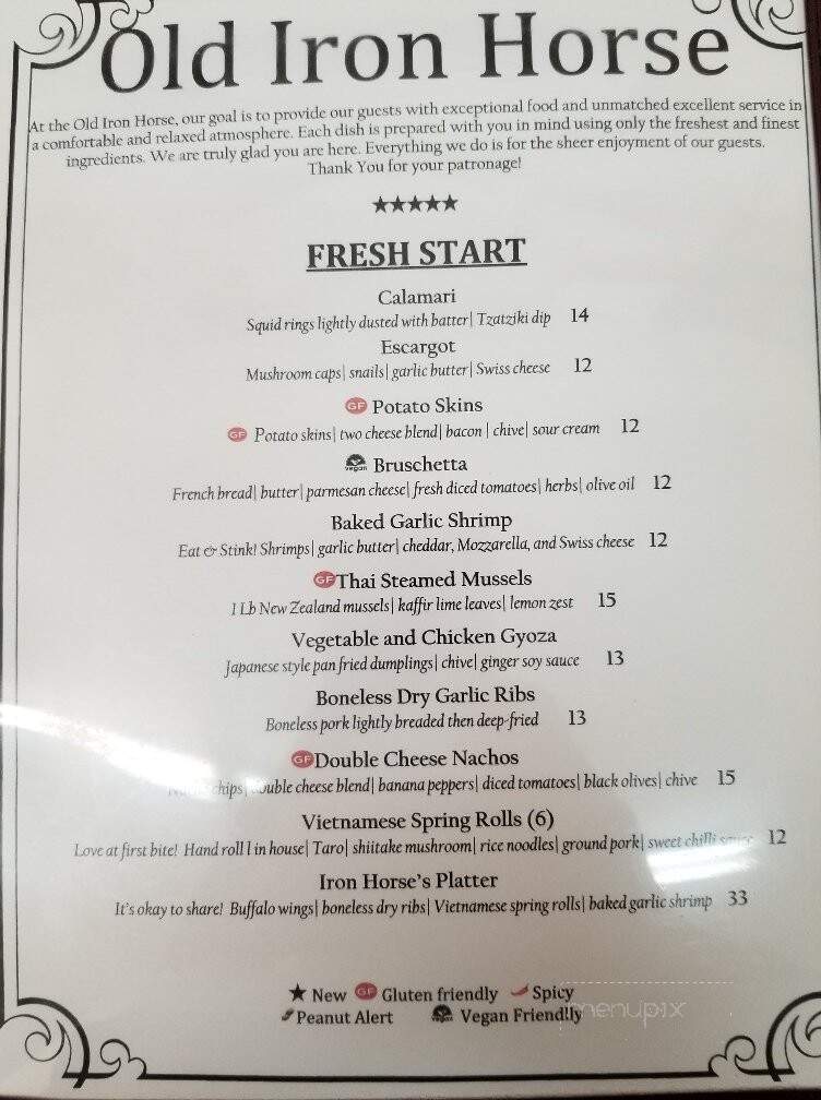 Old Iron Horse Restaurant & Lounge - Ponoka, AB menu_pic
