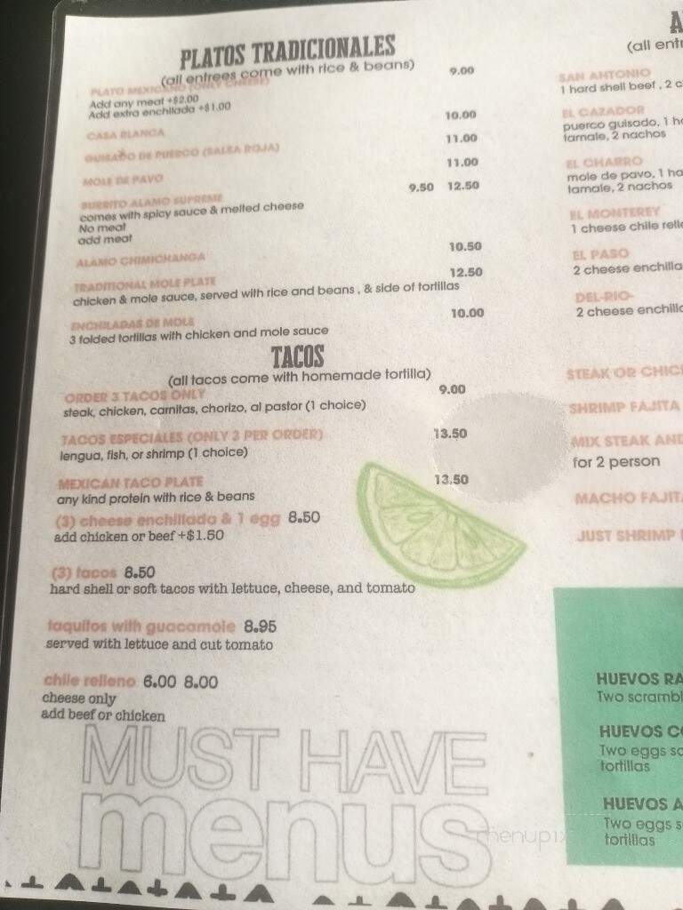 Alamo Mexican Restaurant - Riverdale, MD menu_pic