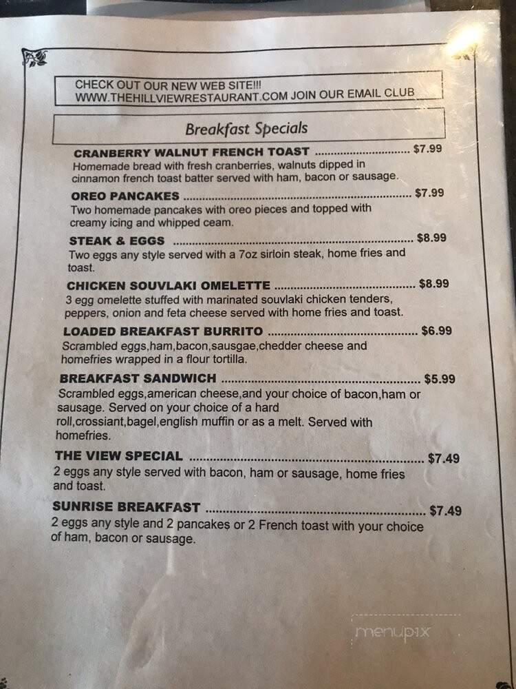 Hillview Restaurant - Depew, NY menu_pic