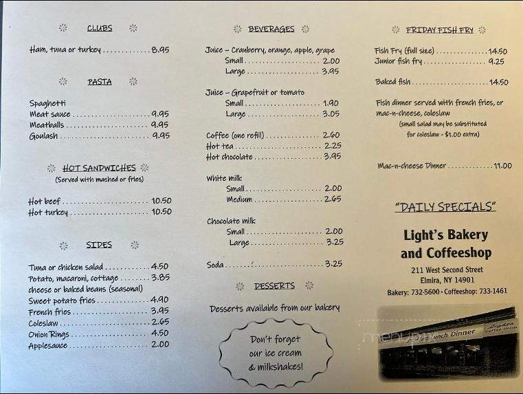 Light's Coffee Shop - Elmira, NY menu_pic