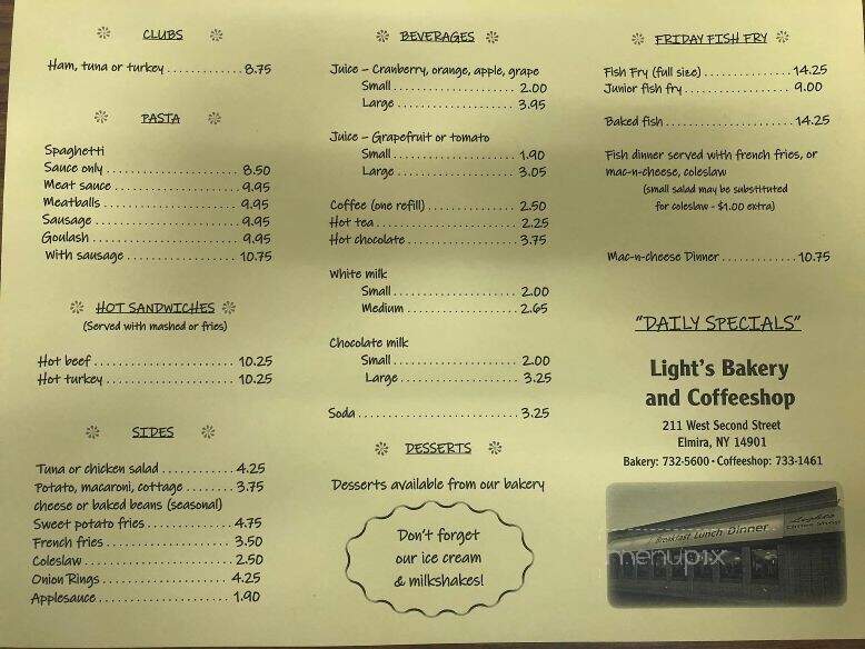 Light's Coffee Shop - Elmira, NY menu_pic