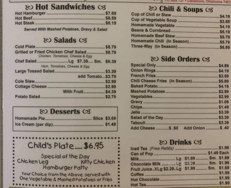 Dot's Cafe - Claremore, OK menu_pic