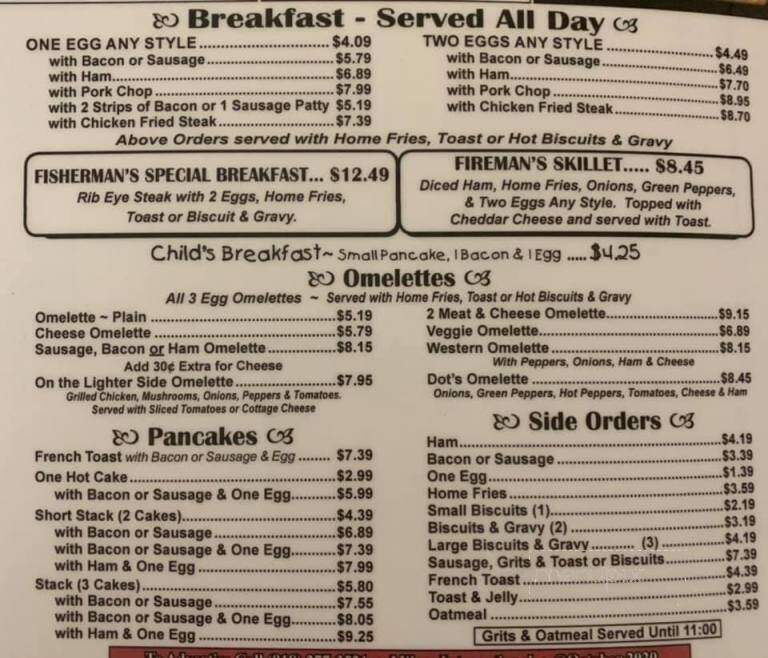 Dot's Cafe - Claremore, OK menu_pic