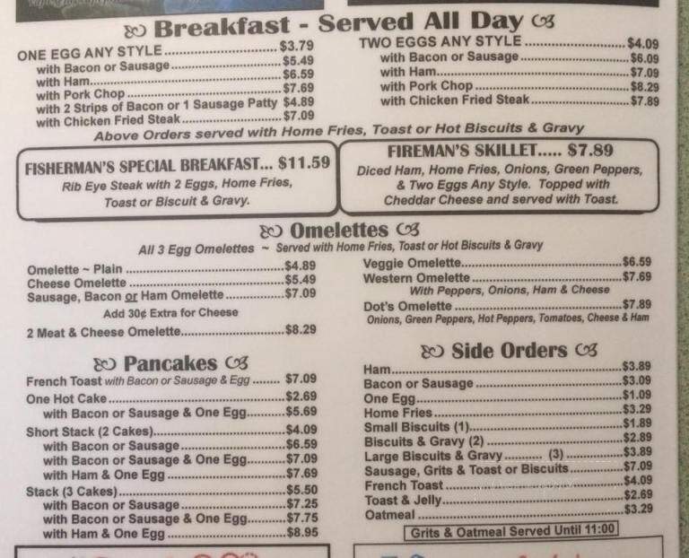 Dot's Cafe - Claremore, OK menu_pic