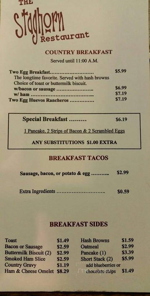 Staghorn Restaurant - Three Rivers, TX menu_pic