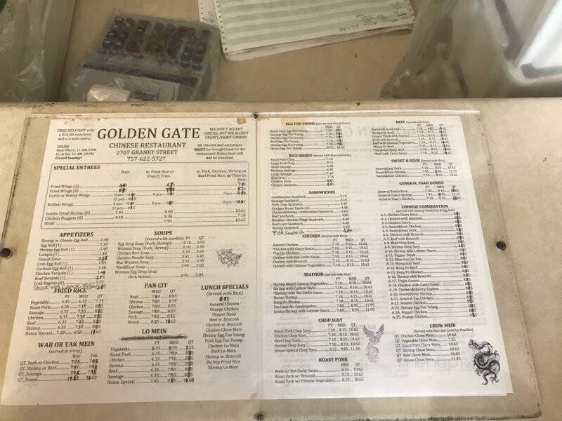 Golden Gate Restaurant - Norfolk, VA menu_pic