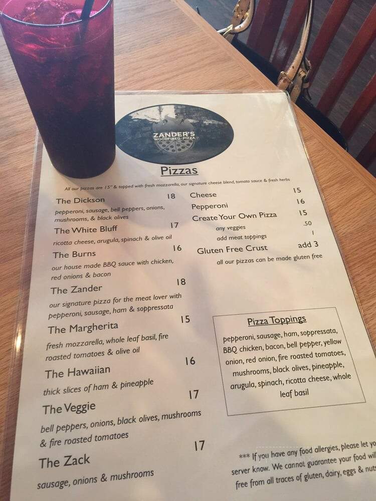Zander's Woodfired Pizza - Dickson, TN menu_pic