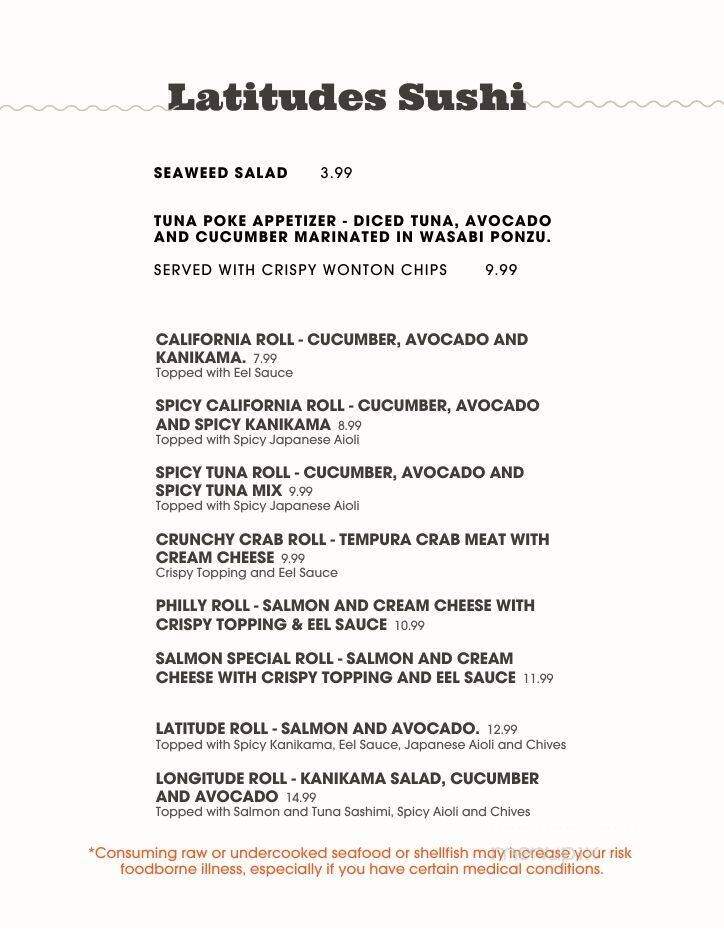 Latitudes Bar and Grill - Denver, NC menu_pic