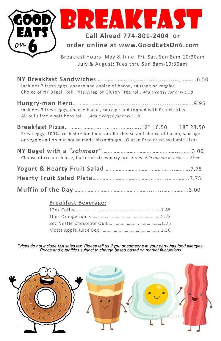 Good Eats On 6 - Eastham, MA menu_pic