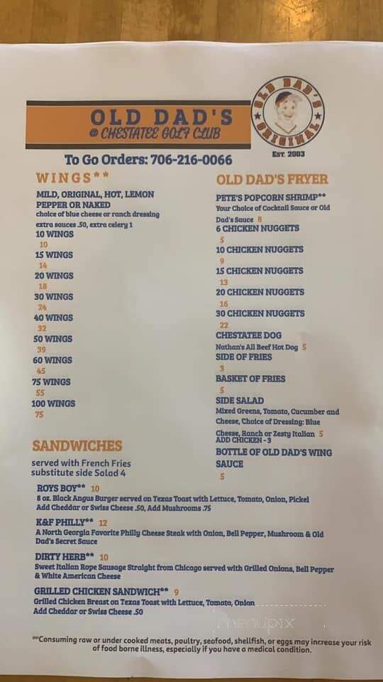 Old Dad's Wing Sauce - Dawsonville, GA menu_pic