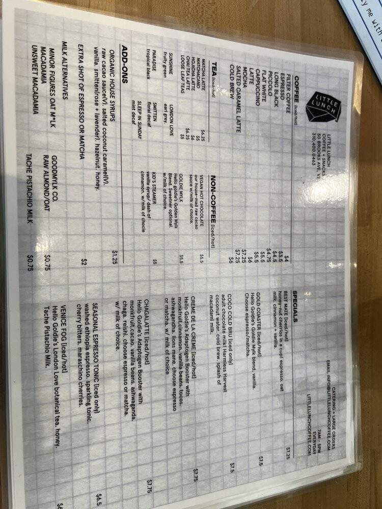 Little Lunch Coffee - Venice, CA menu_pic