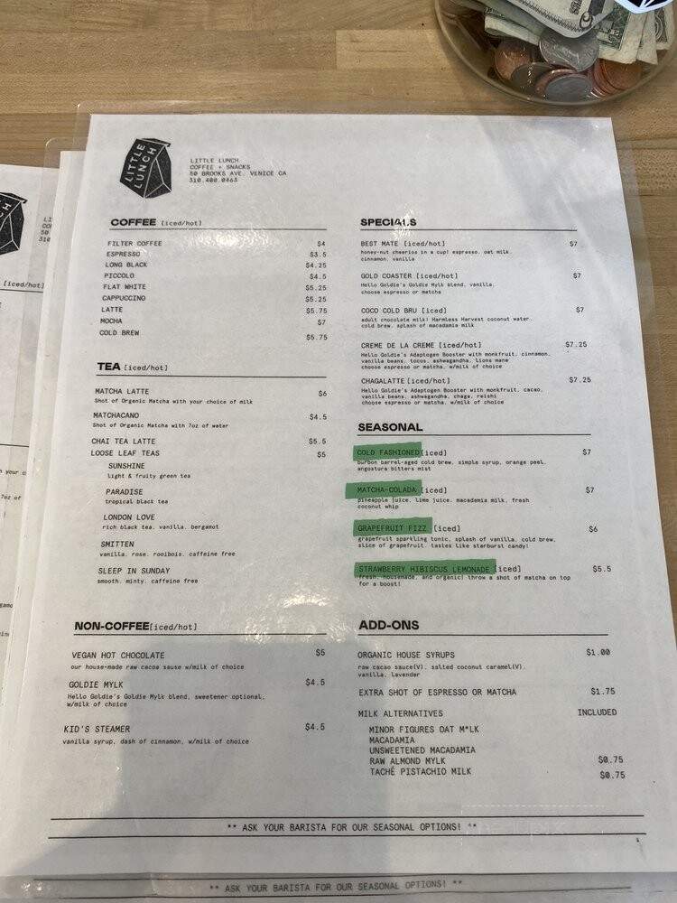 Little Lunch Coffee - Venice, CA menu_pic