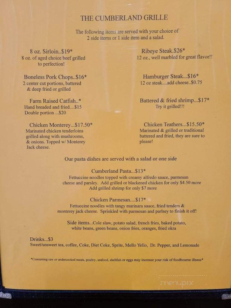 Cumberland Grille - Ashland City, TN menu_pic
