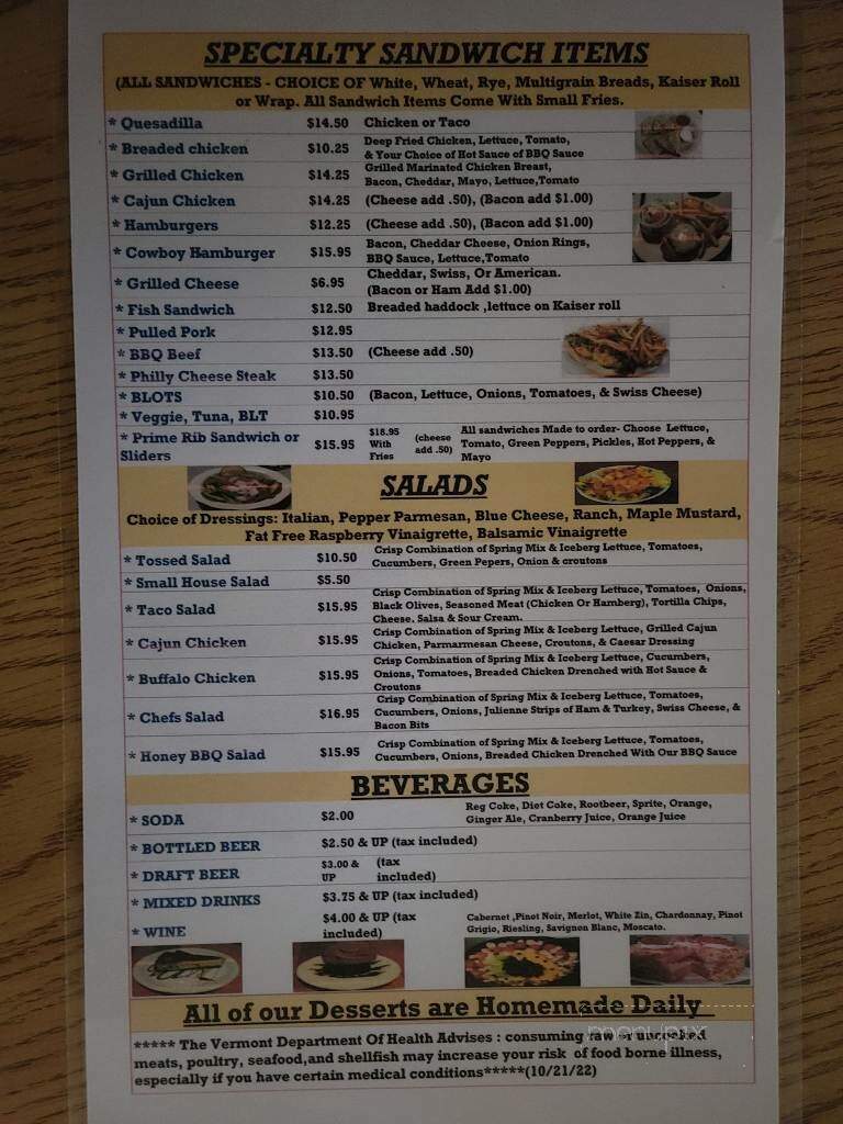Franklin's - Proctor, VT menu_pic