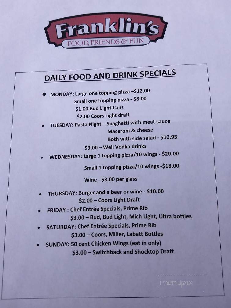 Franklin's - Proctor, VT menu_pic