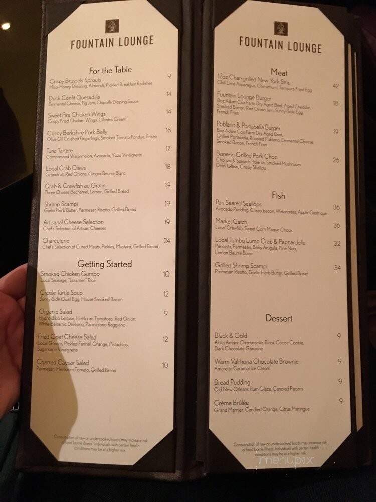 Fountain Lounge - New Orleans, LA menu_pic