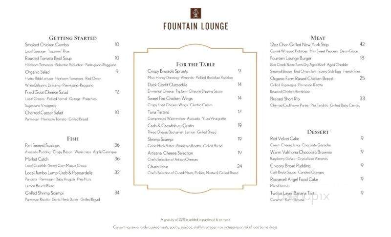 Fountain Lounge - New Orleans, LA menu_pic