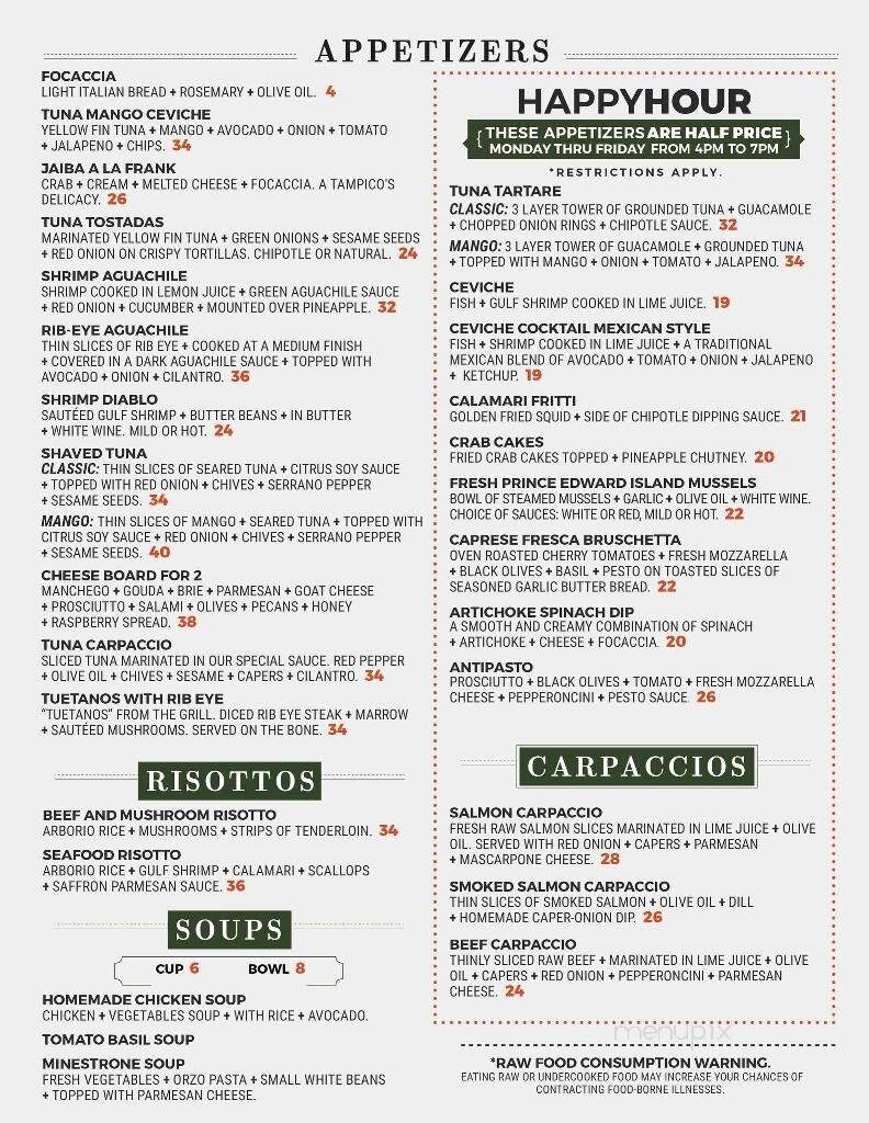 Toscafino - Brownsville, TX menu_pic