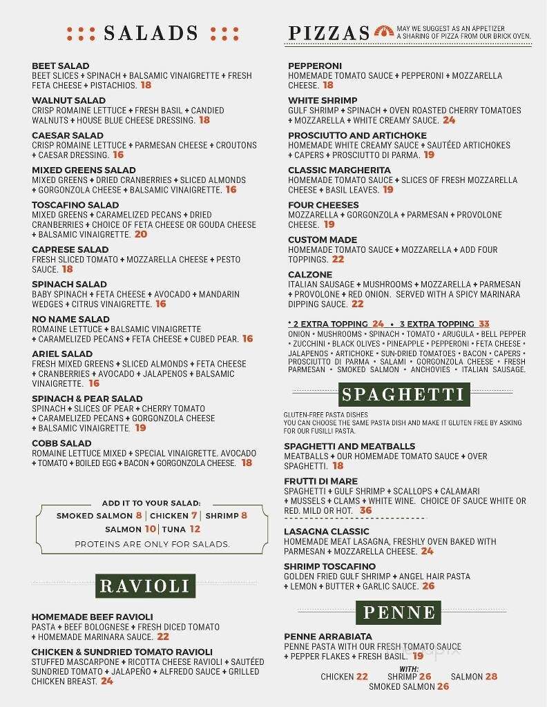 Toscafino - Brownsville, TX menu_pic