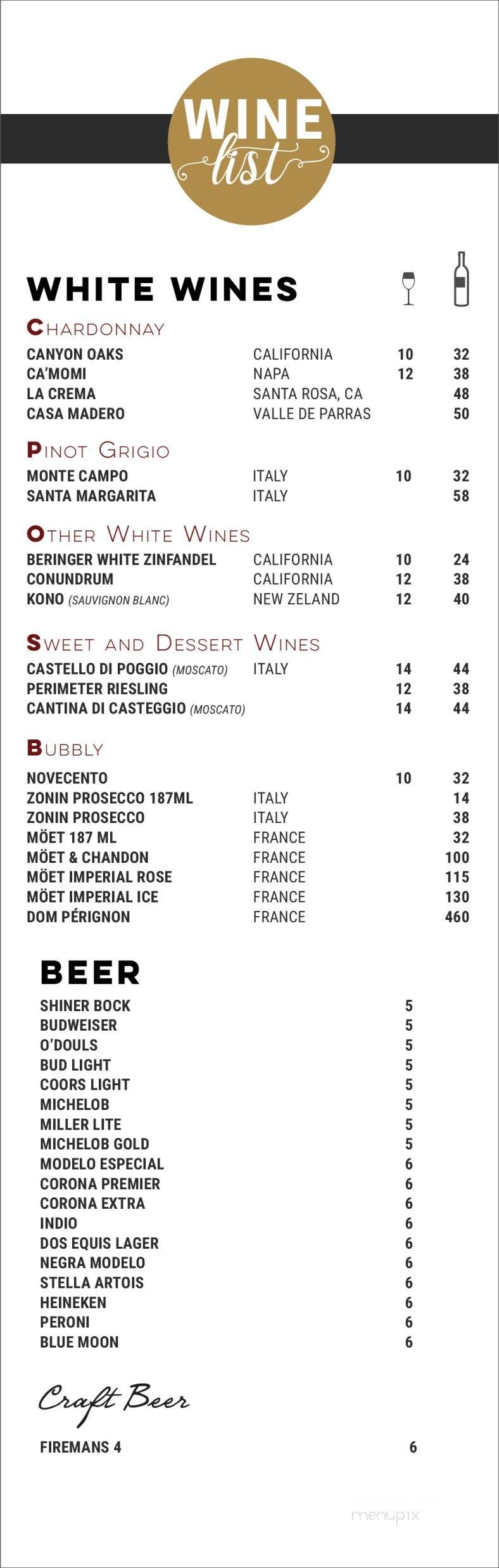 Toscafino - Brownsville, TX menu_pic
