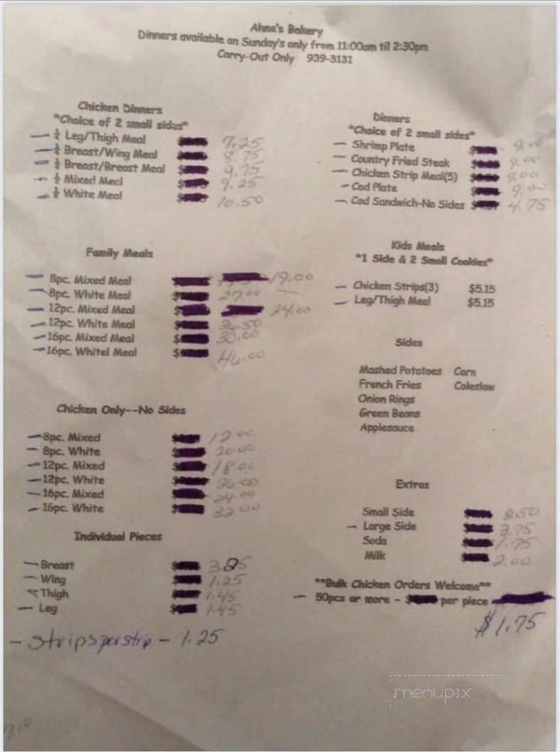 Ahne's Bakery - Waterloo, IL menu_pic