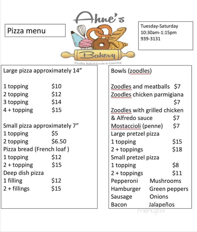Ahne's Bakery - Waterloo, IL menu_pic