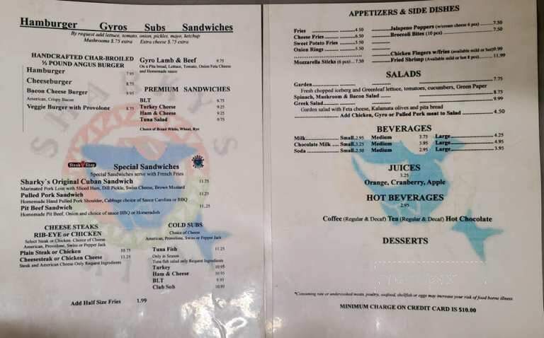 Sharky's Grill - Dewey Beach, DE menu_pic