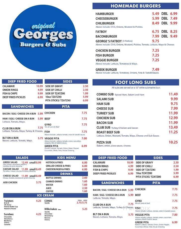 Georges Burgers - Winnipeg, MB menu_pic