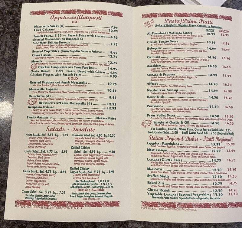 La Cucina Restaurant - Havre De Grace, MD menu_pic