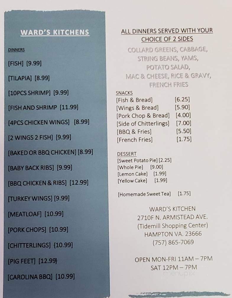 Wards Soul Food Kitchen - Hampton, VA menu_pic