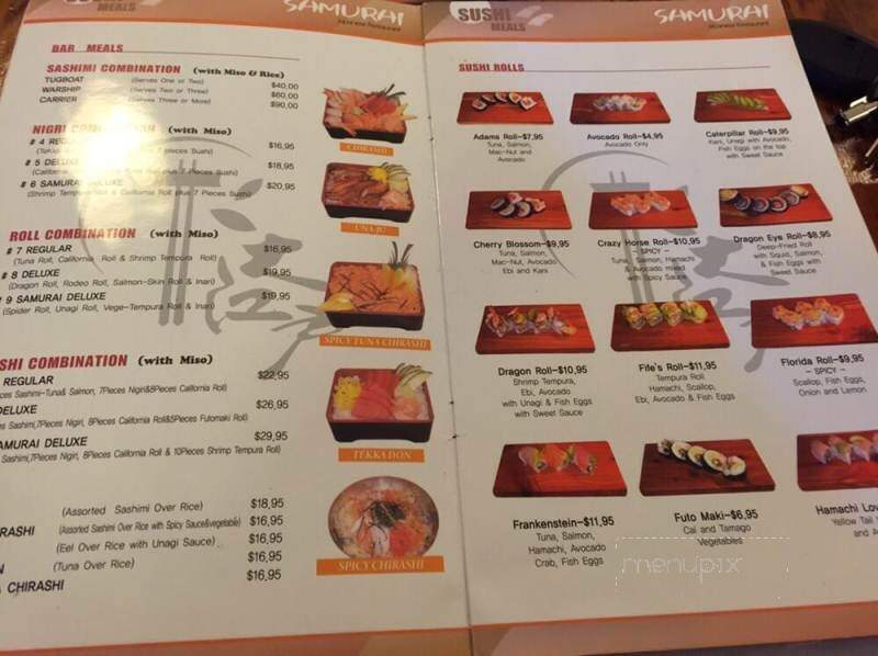 Samurai Japanese Restaurant - Salinas, CA menu_pic