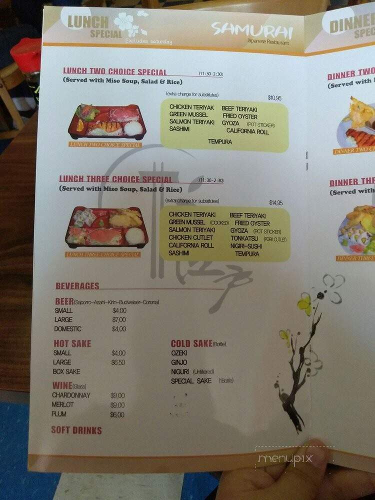 Samurai Japanese Restaurant - Salinas, CA menu_pic