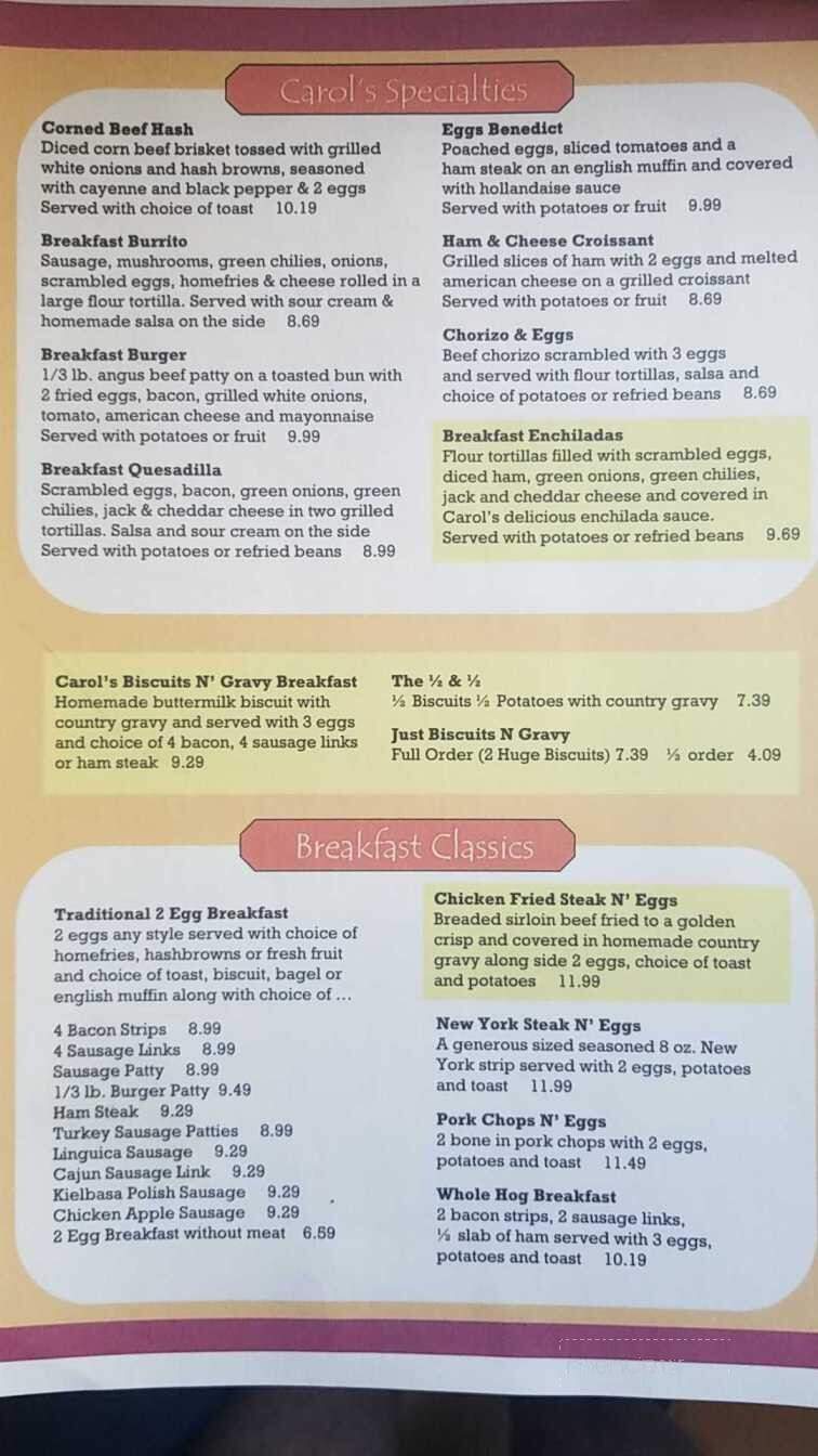 Carol's Restaurant - West Sacramento, CA menu_pic