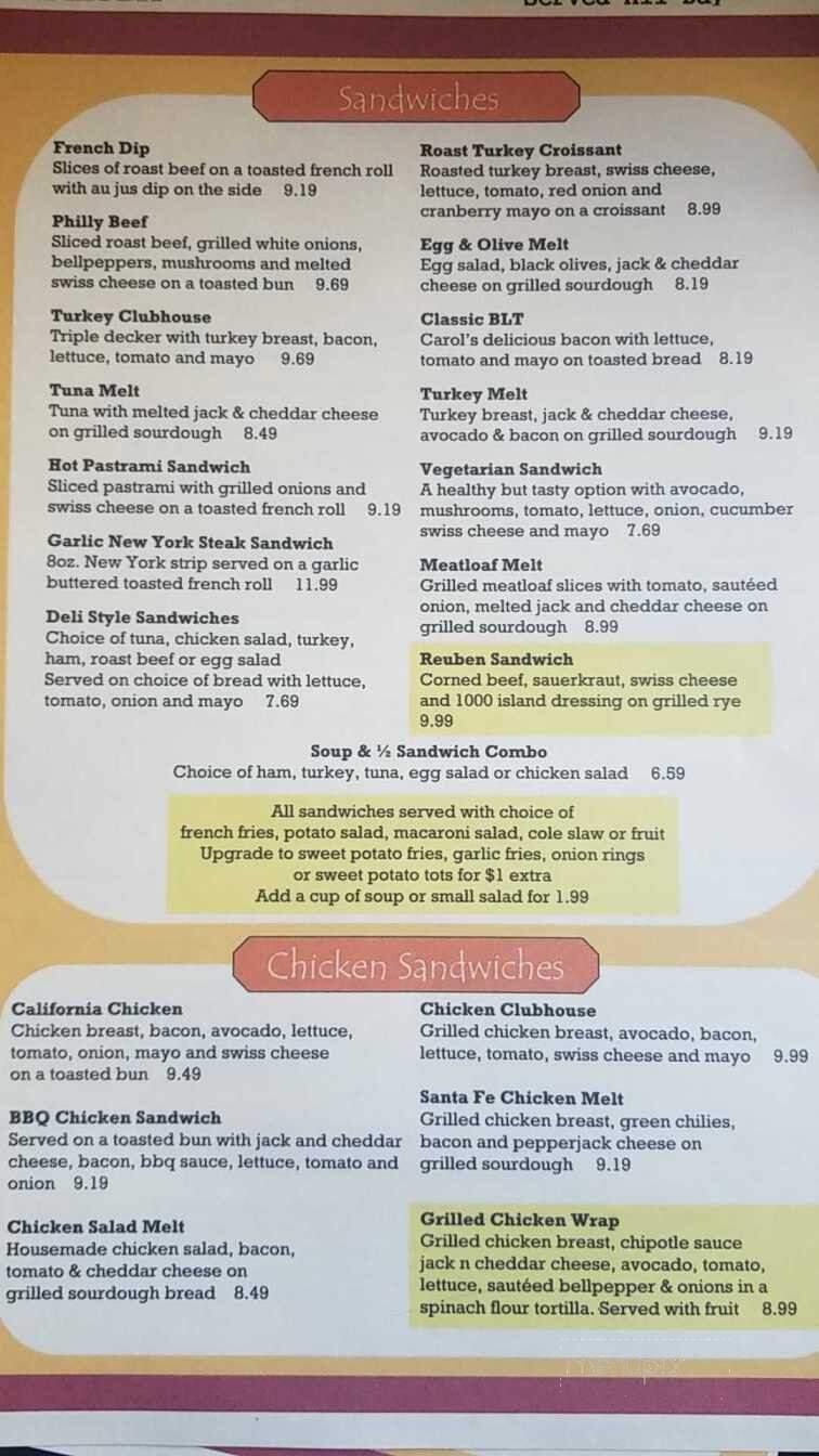 Carol's Restaurant - West Sacramento, CA menu_pic