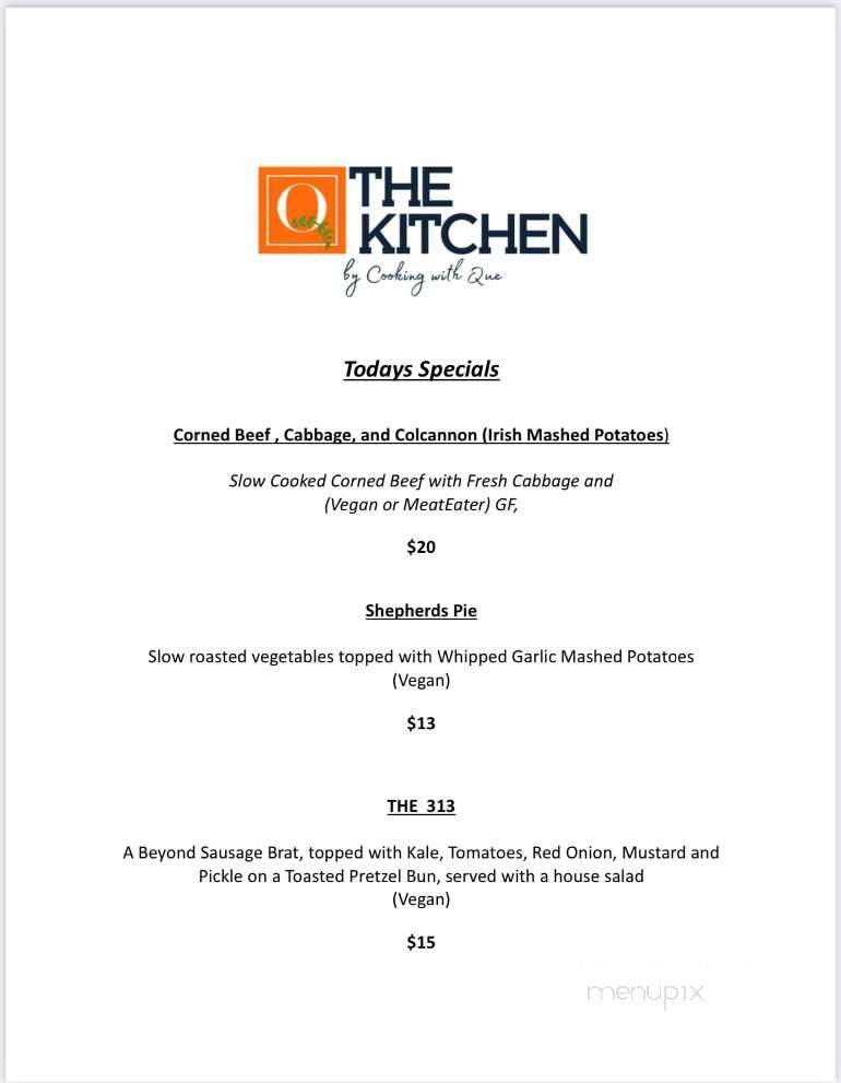 The Kitchen by Cooking with Que - Detroit, MI menu_pic