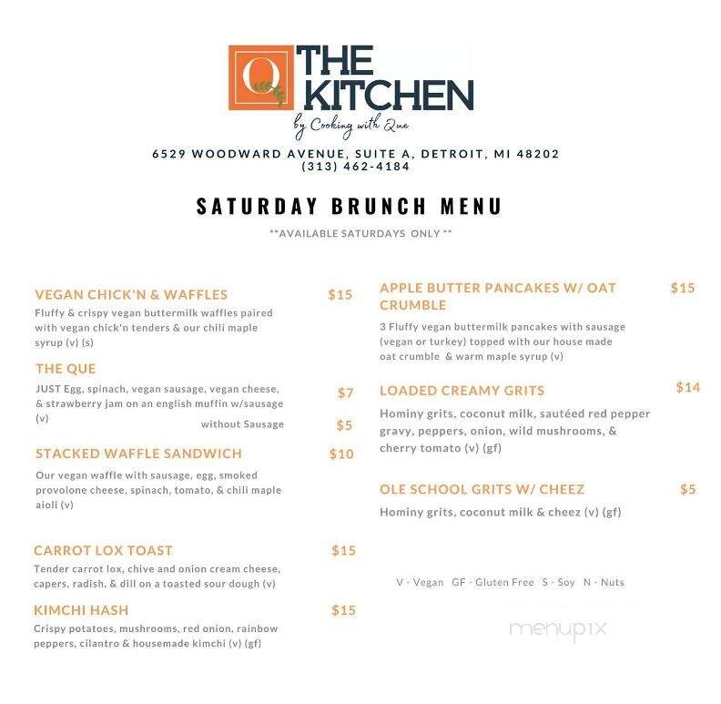 The Kitchen by Cooking with Que - Detroit, MI menu_pic