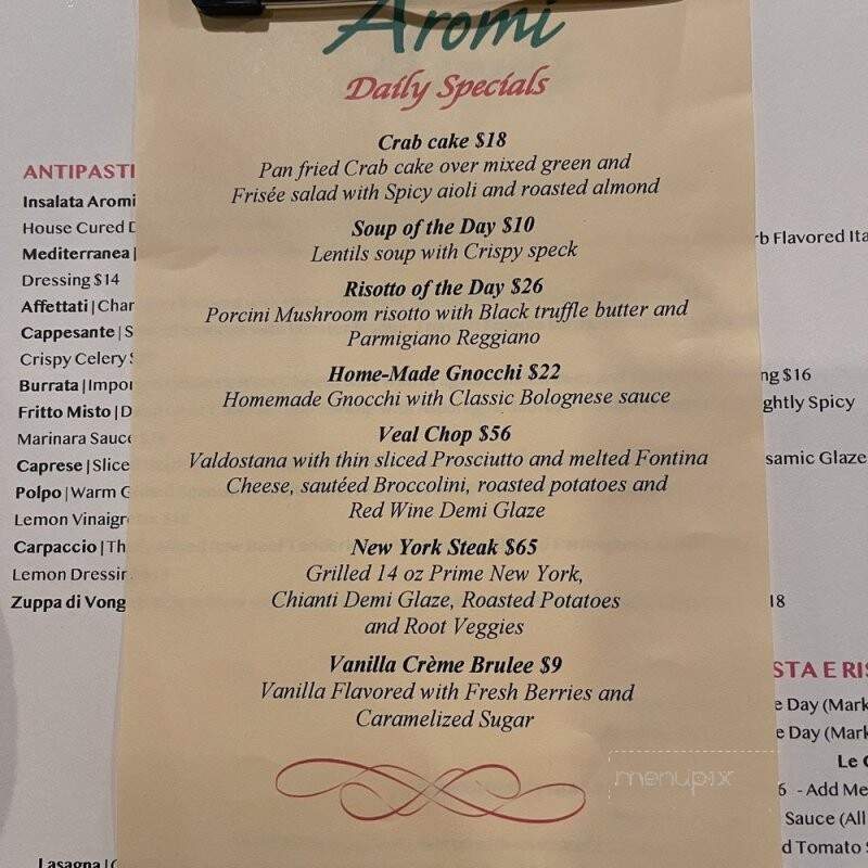 Aromi Italian Restaurant - Las Vegas, NV menu_pic