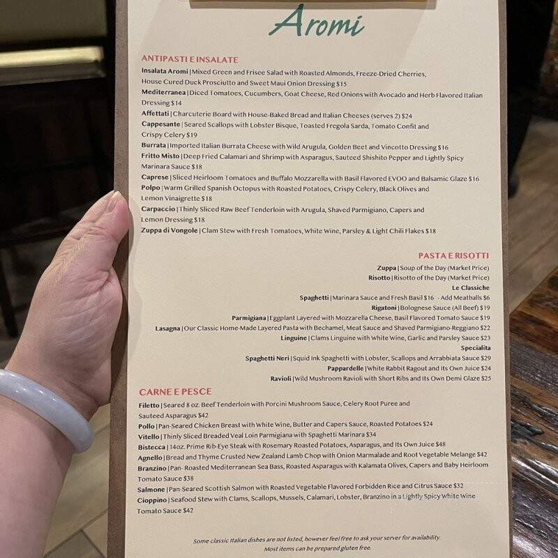 Aromi Italian Restaurant - Las Vegas, NV menu_pic