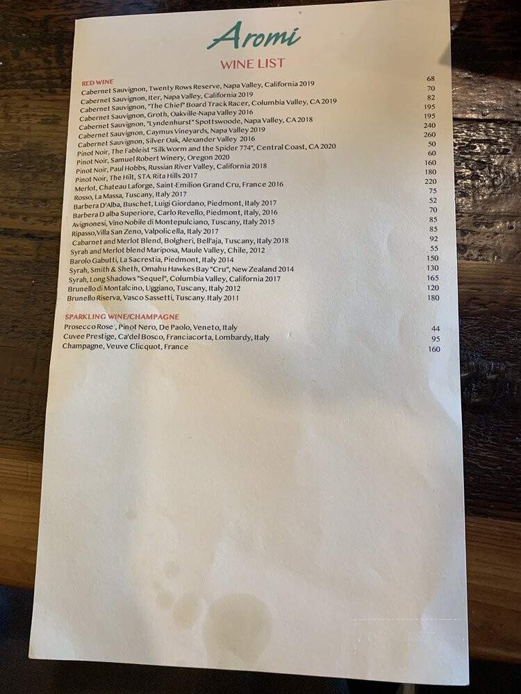 Aromi Italian Restaurant - Las Vegas, NV menu_pic
