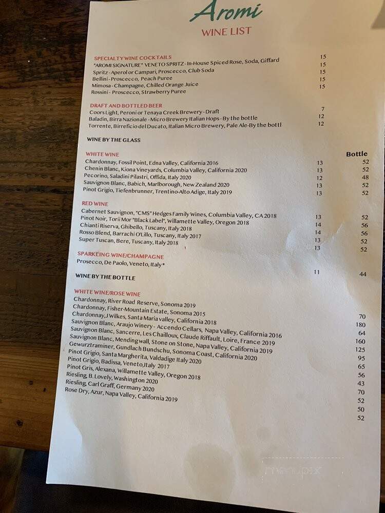 Aromi Italian Restaurant - Las Vegas, NV menu_pic