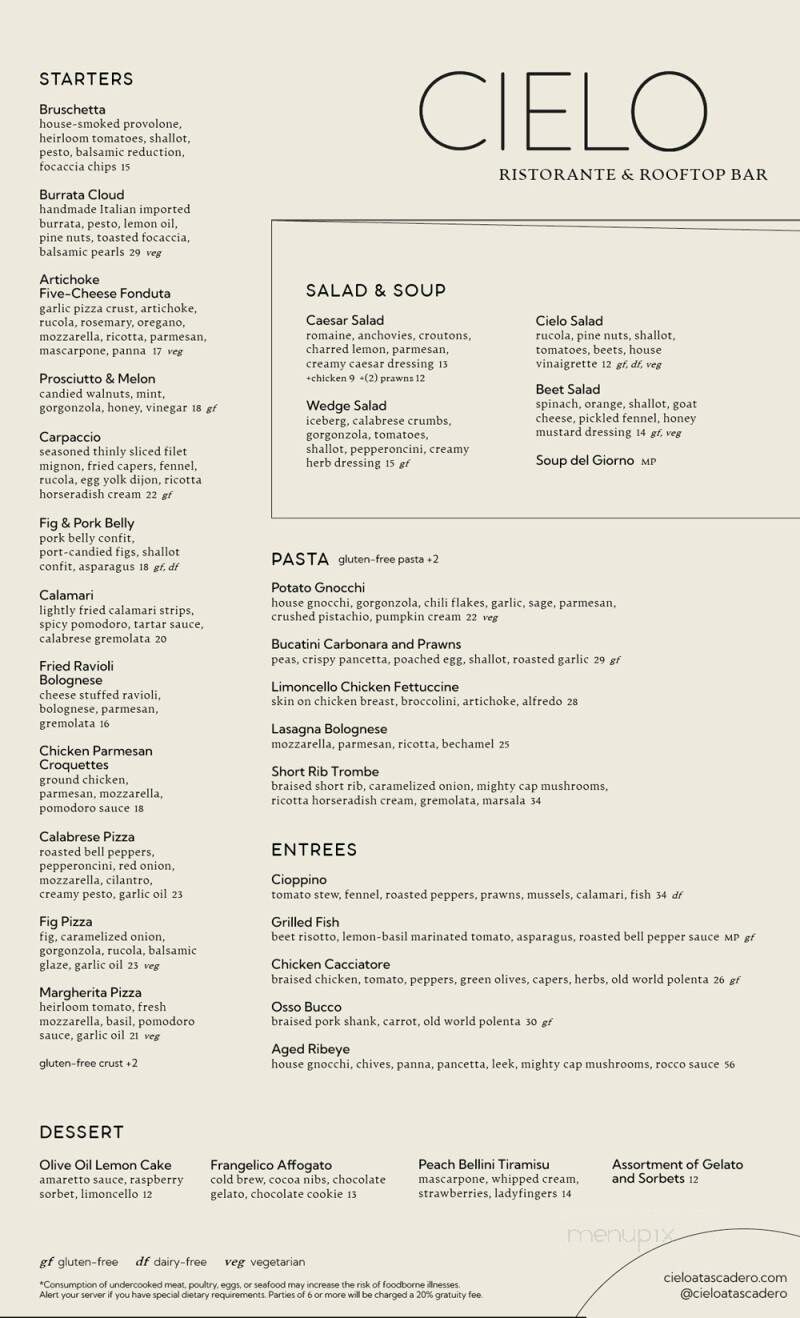 Cielo - Atascadero, CA menu_pic