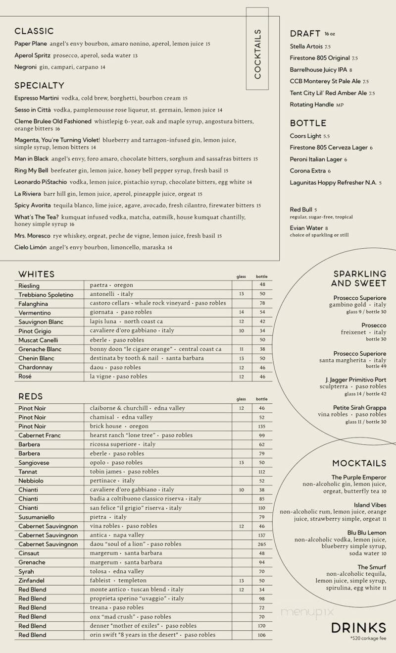 Cielo - Atascadero, CA menu_pic