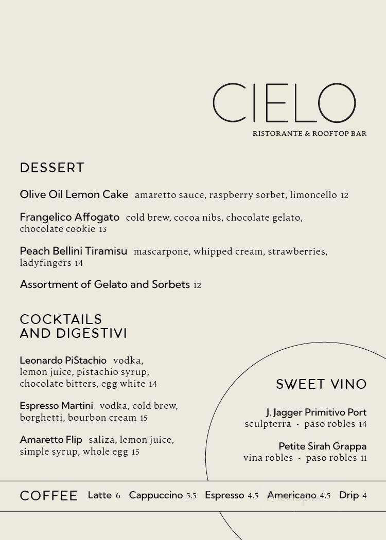 Cielo - Atascadero, CA menu_pic