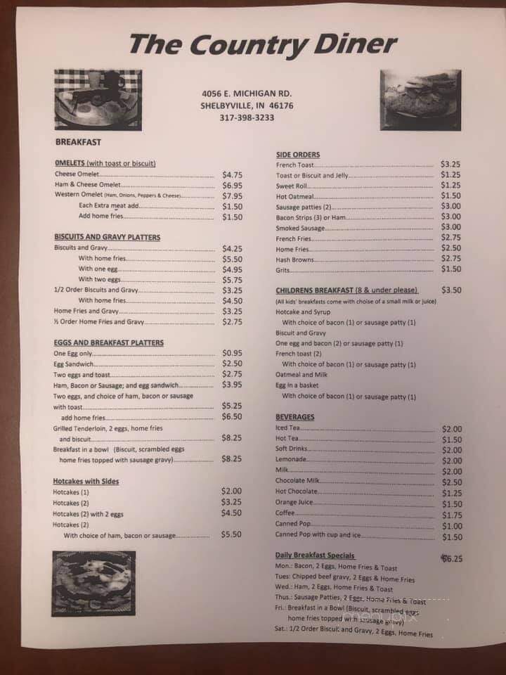 Cousin's Country Diner - Shelbyville, IN menu_pic
