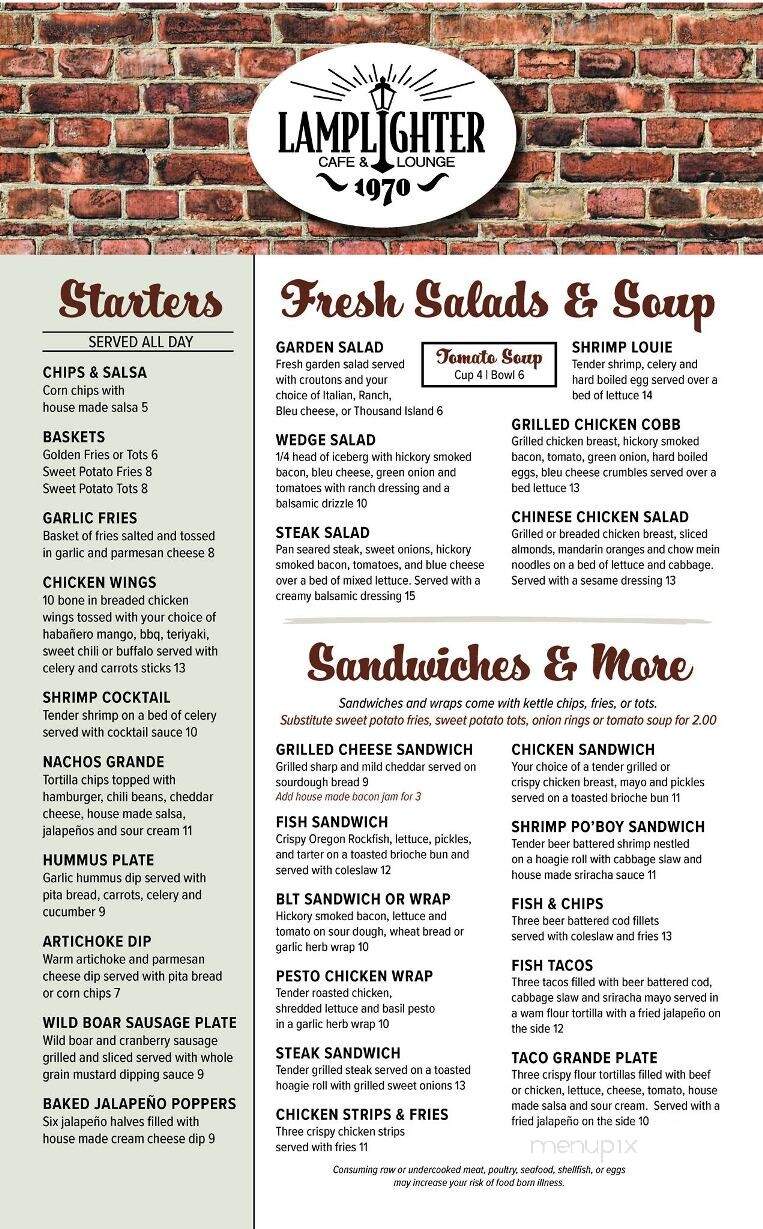 Lamplighter Inn - Oakland, OR menu_pic